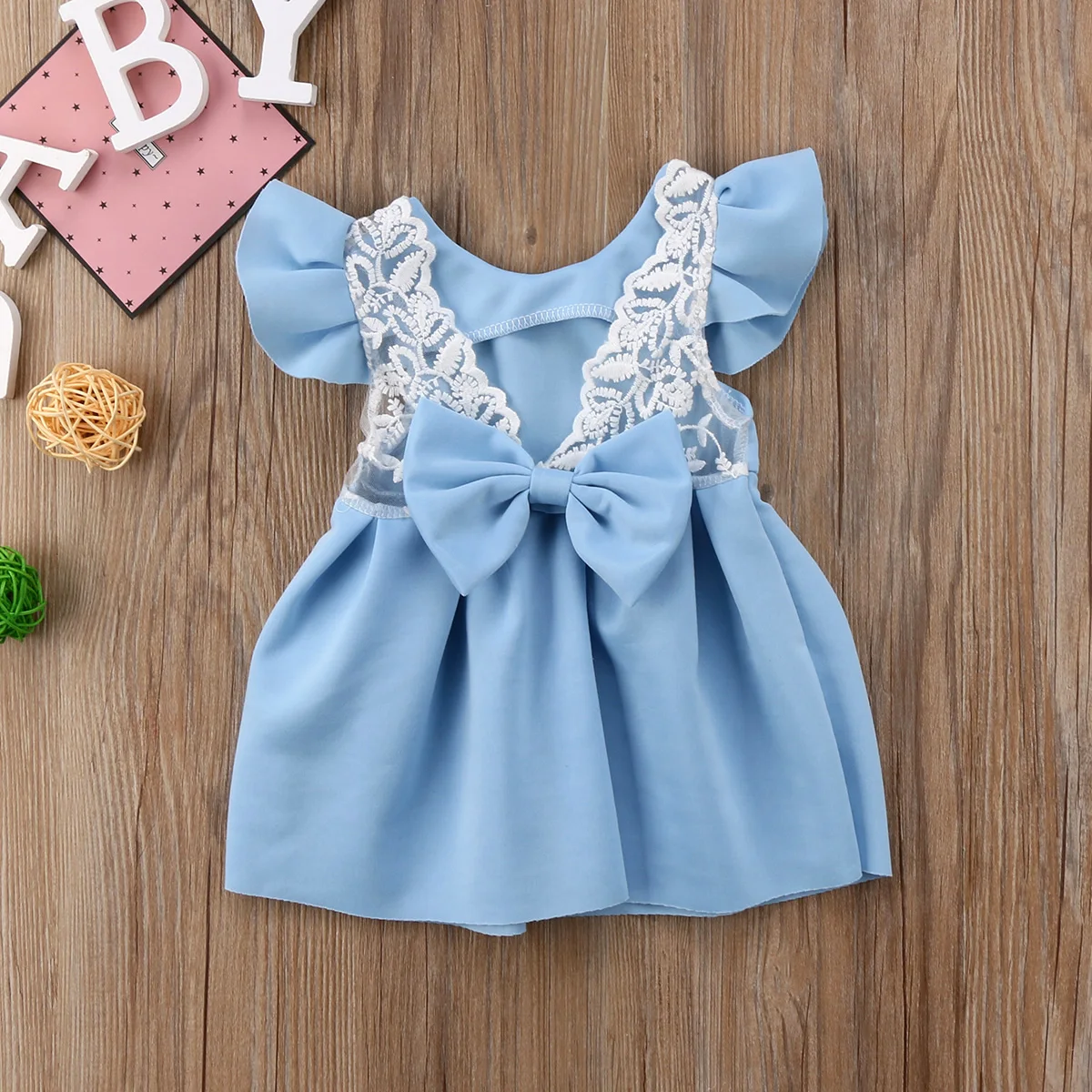 2 Colors Toddler Baby Girls Dresses Kids Ball Gown Backless Lace Party Dress Summer Sundress Clothing Outfits | Детская одежда и