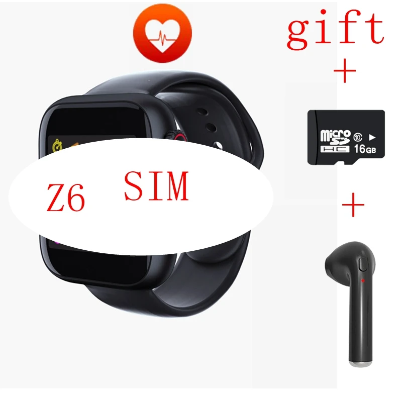 2019 Новинка Z6 Bluetooth Смарт-часы Поддержка s sim-карты камера Сенсорный экран tf-карты