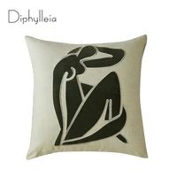 diphylleia modern upholstery cushion covers olive green naked women applique pillow case living room sofa office luxury coussins