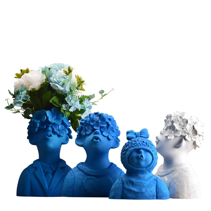 

Northern Europe Resin Vase Figurines Creative Cute Boys Office LIvingroom Desktop Ornament Home Furnishing Decoration Crafts Art