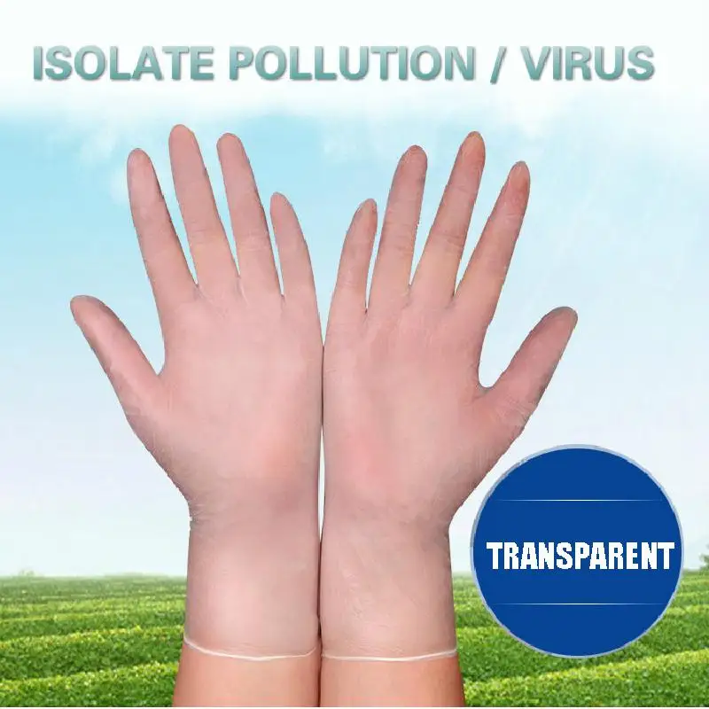 100 шт. одноразовых защитных перчаток из пищевого ПВХ гипоаллергенные и