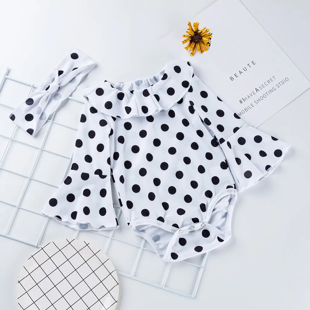 2020 Одежда для новорожденных и маленьких девочек комбинезон в горошек с