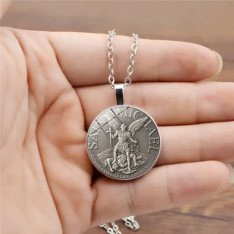 Мужское ожерелье Archangel St.Michael Protect Me Saint Shield Очаровательное цепочка orhodox с