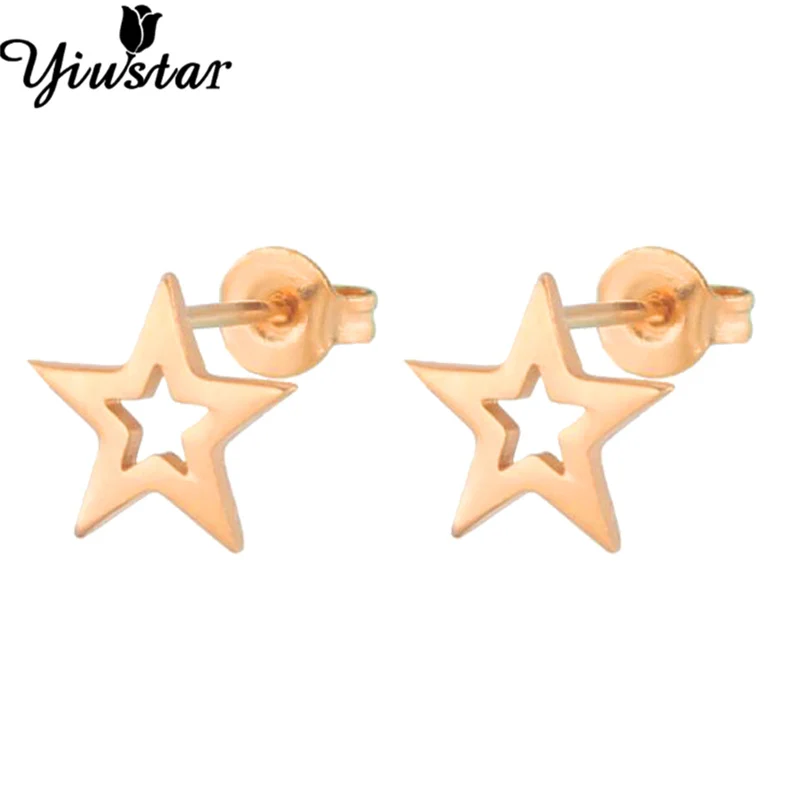 Yiustar черный цвет мини из нержавеющей стали круглые гвоздики серьги для женщин девочек модные простые ювелирные изделия милые маленькие круглые orecchini