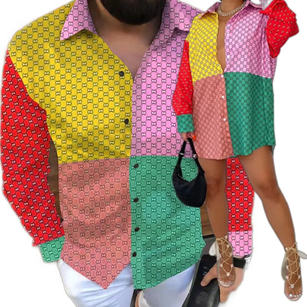 

Рубашка в стиле унисекс, весна 2021, Повседневная Свободная блузка контрастных цветов с длинным рукавом в стиле Харадзюку, модные мужские блу...