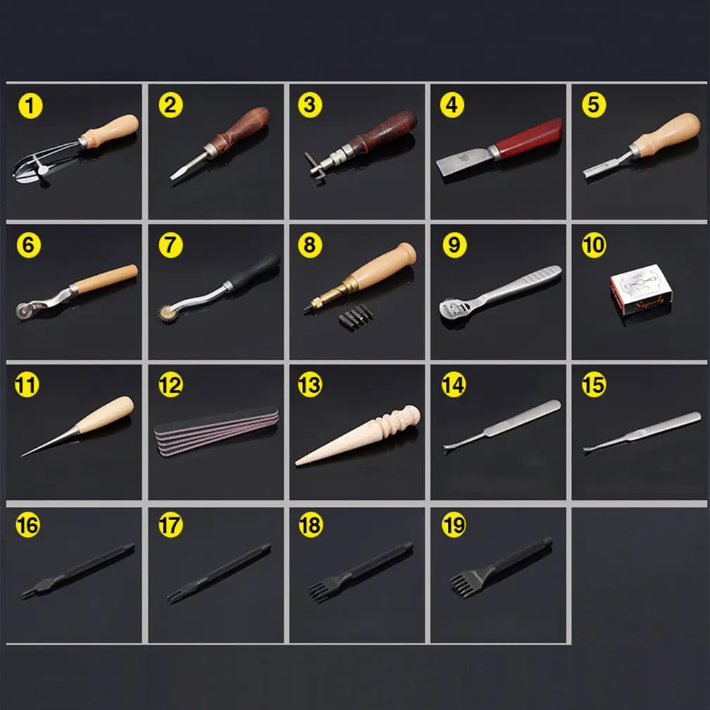 Набор инструментов для кожевенного ремесла набор из 18 предметов шитья и резьбы
