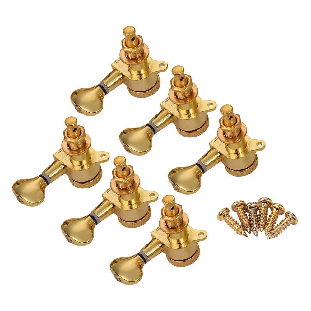 

Electric Guitar Machine Heads Knobs String Tuning Pegs Locking Tuners Pack of 6 Pieces 6R with Mounting Screws and Ferrules