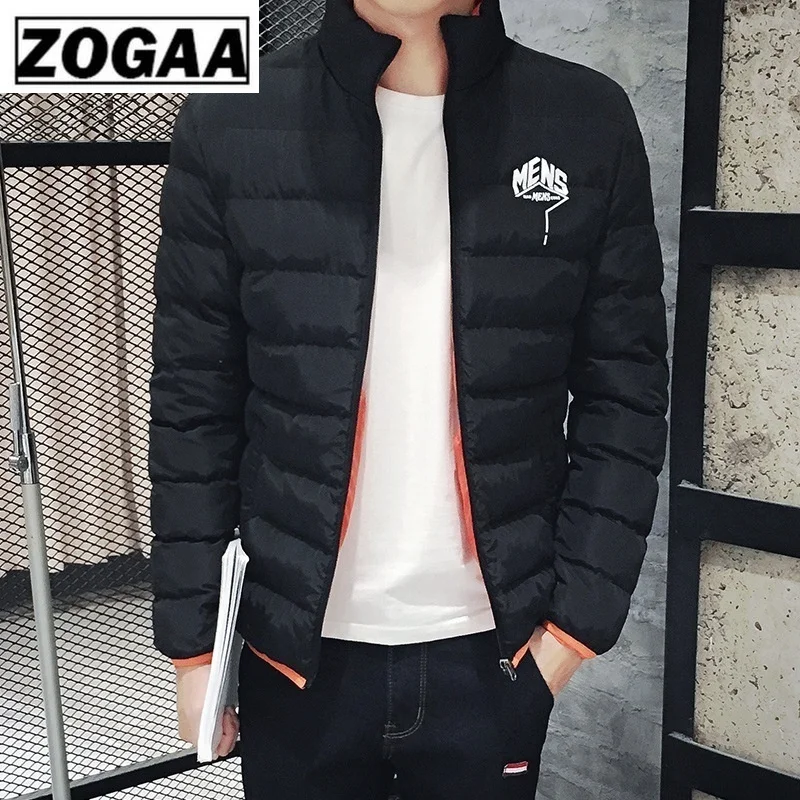 ZOGAA мужские зимние хлопковые парки утолщенная однотонная верхняя одежда пальто