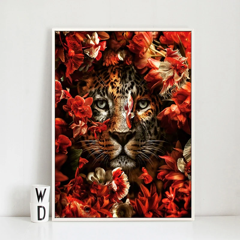 Цифровое искусство цветок животные картина Печать на холсте Абстрактные