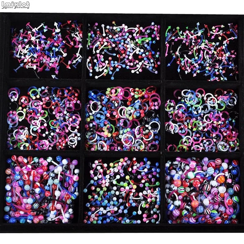 45/90 шт. гибкие Акриловые Украшения Для Пирсинга Ушей бровей носа губ штанга для