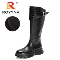 royyna 2022 new designers knee length high boots women fashion zipper thick heels winter shoes woman long boot footwear feminimo