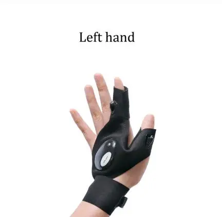 left hand Anpro черный светодиодный фонарик, перчатки для рыбалки, Волшебный фонарь на ремешке, чехол для выживания на открытом воздухе, кемпинга, походов, спасательных инструментов - Испускаемый цвет: left hand