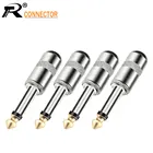 Специальный чехол из цинкового сплава, 4 шт., штекер 14 дюйма, 6,35 мм, моно штекер, позолоченные гитарные педали эффектов, разъем для микрофона