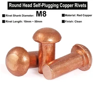 2pcs1pc m8x10mm50mm solid red copper rivets round head cup head self plugging rivet gb867 oval head copper rivet