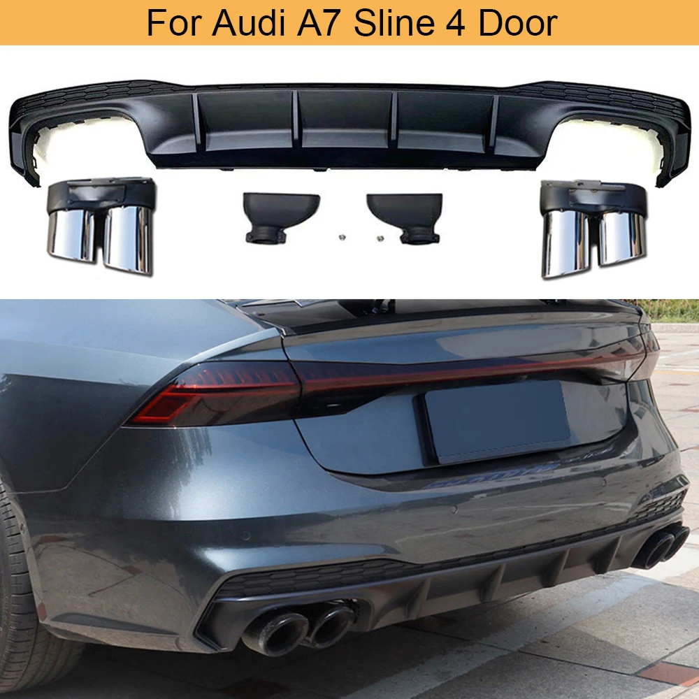 PP задний диффузор для Audi A7 Sline 4 двери 2019 2020 не S7 бампер спойлер с выхлопными