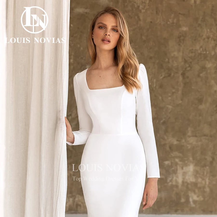 Женское свадебное платье LOUIS NOVIAS элегантное на молнии с квадратным вырезом и