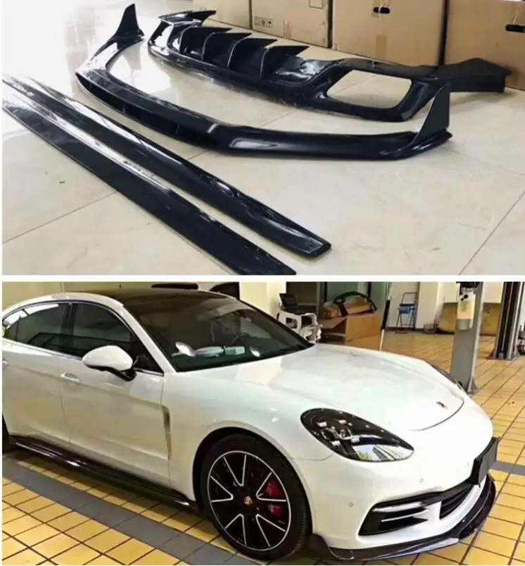 Углеродного волокна передний бампер спойлер задний багажник диффузор боковой