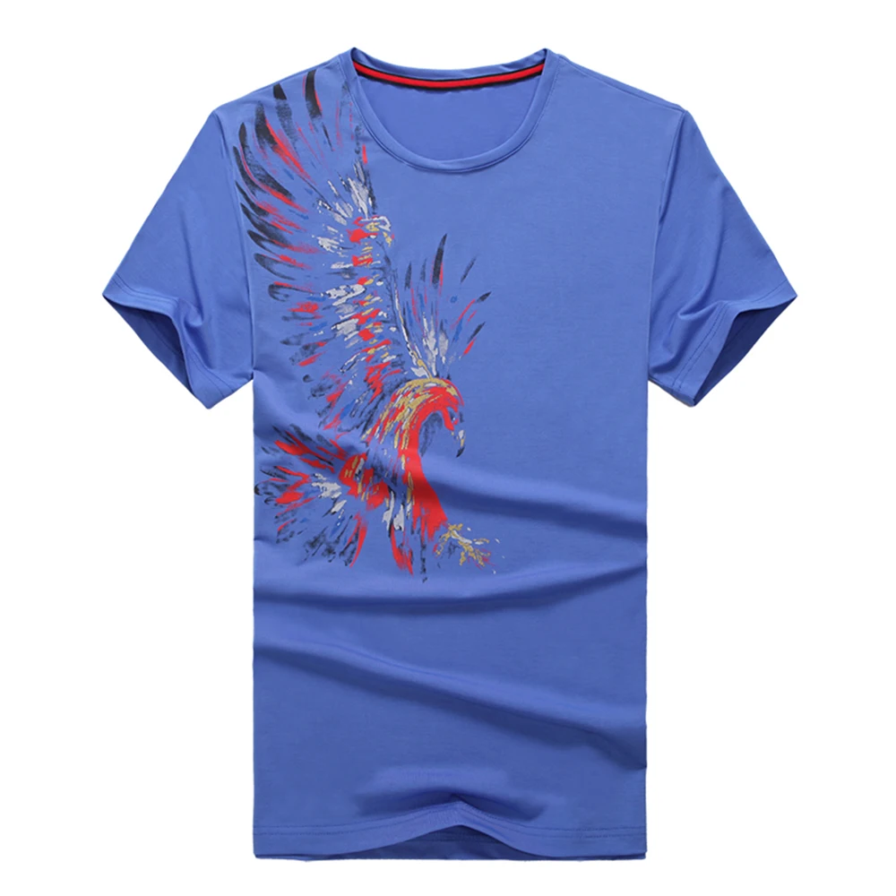 

Men's Casual T Shirts Big Size M-6XL O-neck Pattern Eagle Summer 2020 New Arrival Blue Red Black White Clothes Male R005