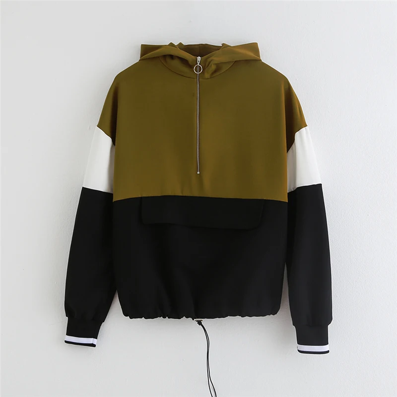 Женский комплект коричневый черный контрастный цвет бейсбольный Бомбер пуловер