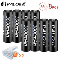 palo 8pcs 2a aa rechargeable battery aa nimh 1 2v 3000mah aa rechargeable batteries for remote control toy camera
