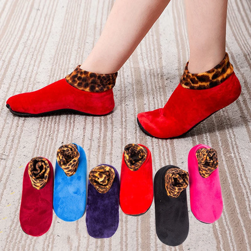 

Thick Floor Non-slip Thermal Socks Indoor Non-slip Thermal Socks Leopard Print Soft Polyester Thermal Anti-sweat Deodorization