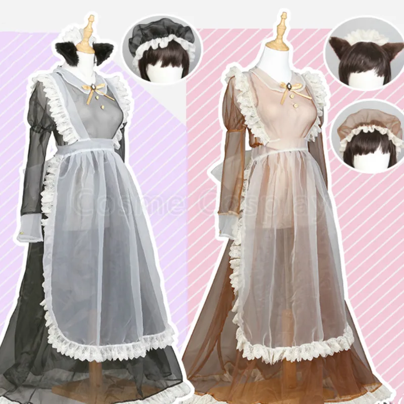 Cos прозрачный кружевной горячее традиционное платье с передником для горничной