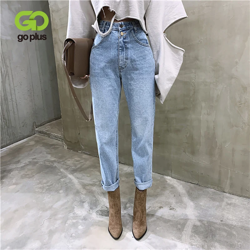 GOPLUS джинсы женские узкие брюки карандаш Высокая Талия размера плюс синие Femme 2021