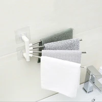 towel hold punch free self adhesive 4 shots bathroom adjustable towel holder wall mounted towel swivel rail rack home storage