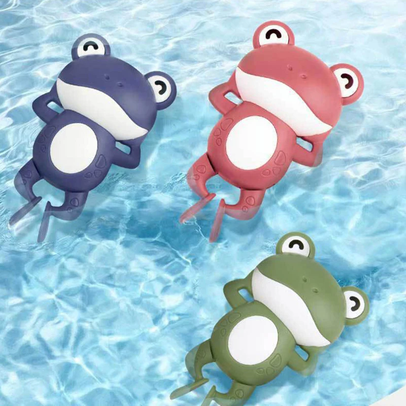 

Cartoon Frog Bath Toy For Baby Swimming Pool Bathroom Shower Game Animal Wind-up Clockwork Toy Children Kids Water Toy Xmas Gift