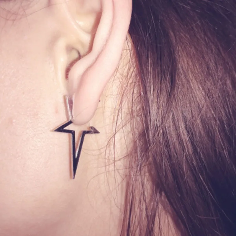 

Rinhoo Open Five-pointed Star Stainless Steel Stud Earrings For Women Puck Rock Ear Cuff Girls Jewerly Gifts Birthday Gift