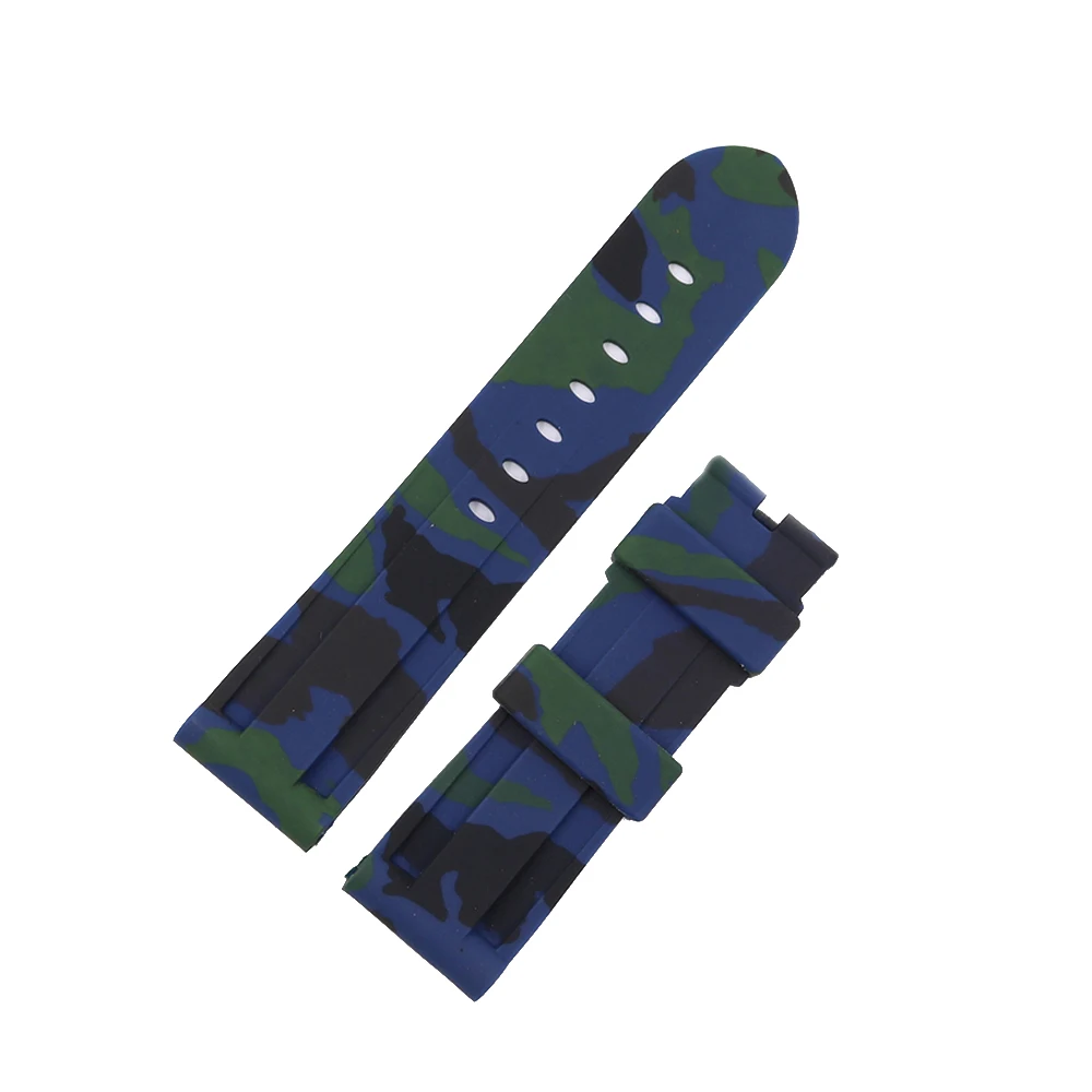 CARLYWET 22 24mm TOP Quality Luxury Camo Grey Waterproof Silicone Rubber Replacement Watch Band Loops Strap For Panerai Luminor
