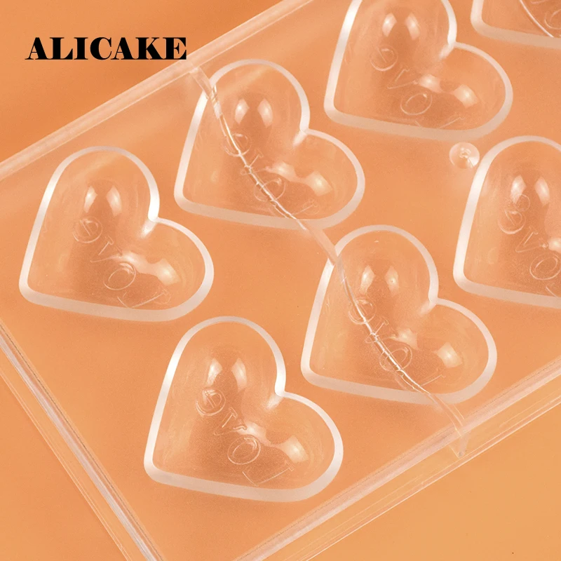 Polycarbonate Chocolate Bar Moulds Valentine's Day 10 Holes Heart Candy Plastic Molds Kitchen Baking Tools For Cakes | Дом и сад