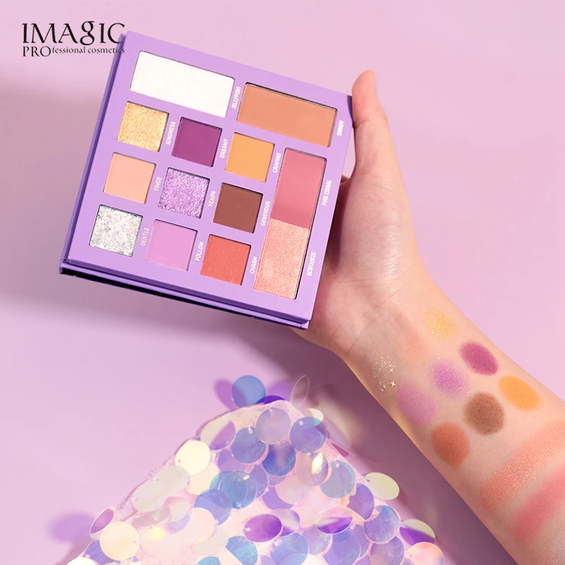 

IMAGIC NEON Eyeshadow Palette Blusher Highlight Trimming Eye Shadow Palette Shiny Pigment Waterproof Metallic Eye Makeup TSLM1