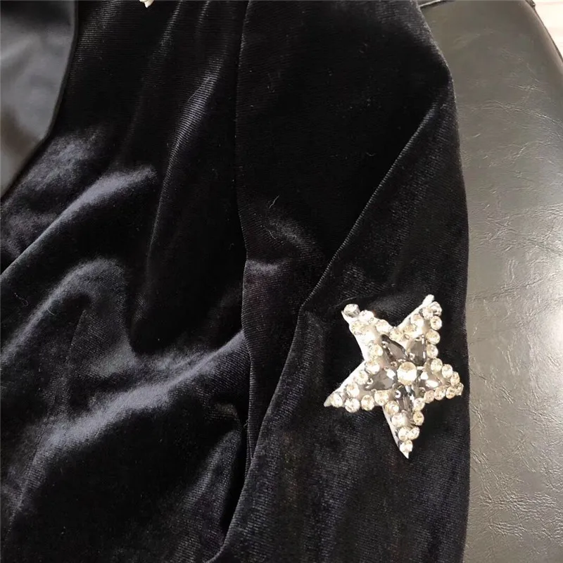 Осень 2019 Новое поступление черные бархатные женские пальто однобортные тонкие