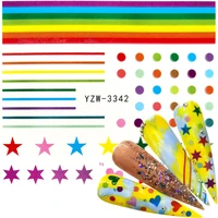 1 pc nail starsdots lines stickers glitter shiny decoration decal diy transfer adhesive colorful nail art tips manicure