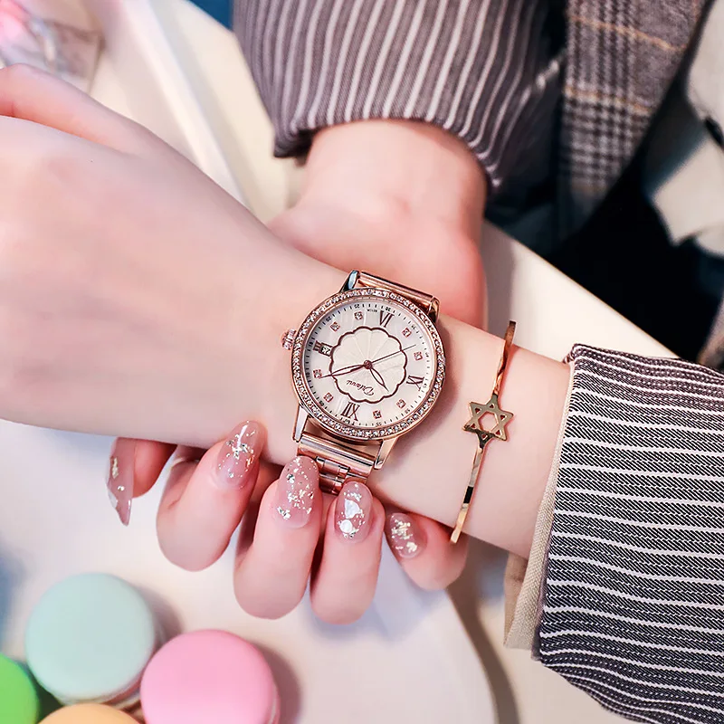 Женские Механические часы Dulunwe наручные из нержавеющей стали цвета розового