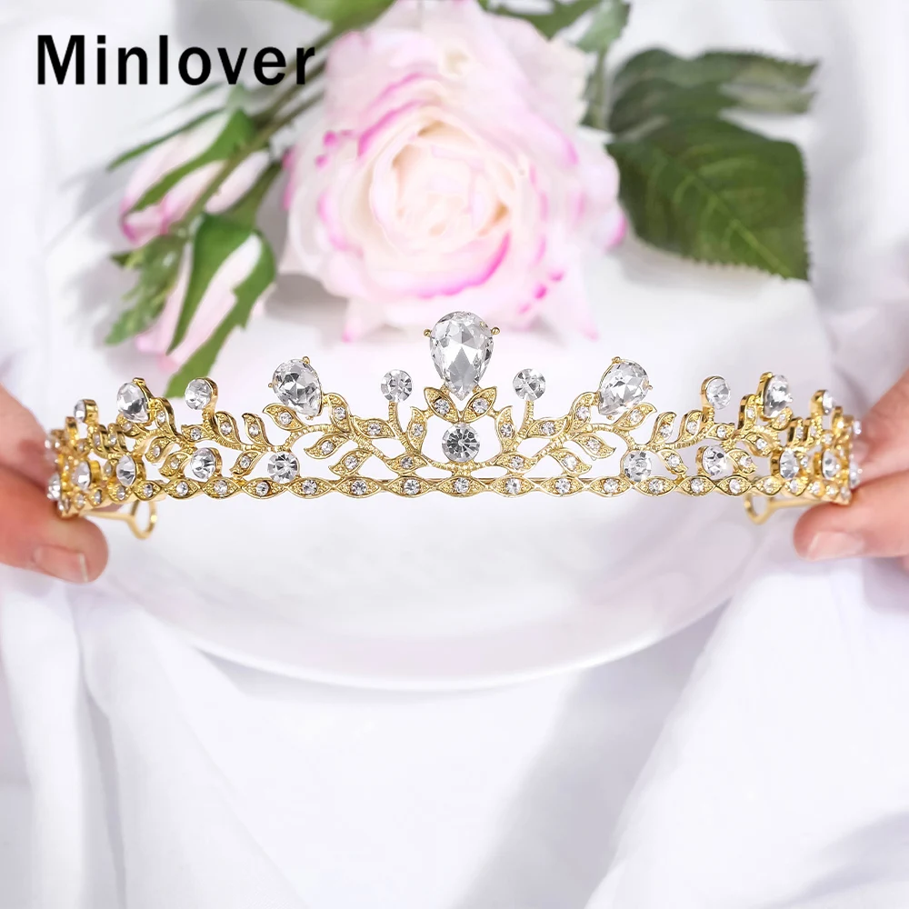 Minlover новинка 2020 короны диадемы свадебные и для невесты Кристальные аксессуары