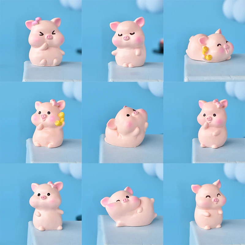 

Lovely Pink Pig Mini Miniature Figurine DIY Fairy Garden Doll Home Decoration Micro Landscape Kawaii Accessories Resin Crafts
