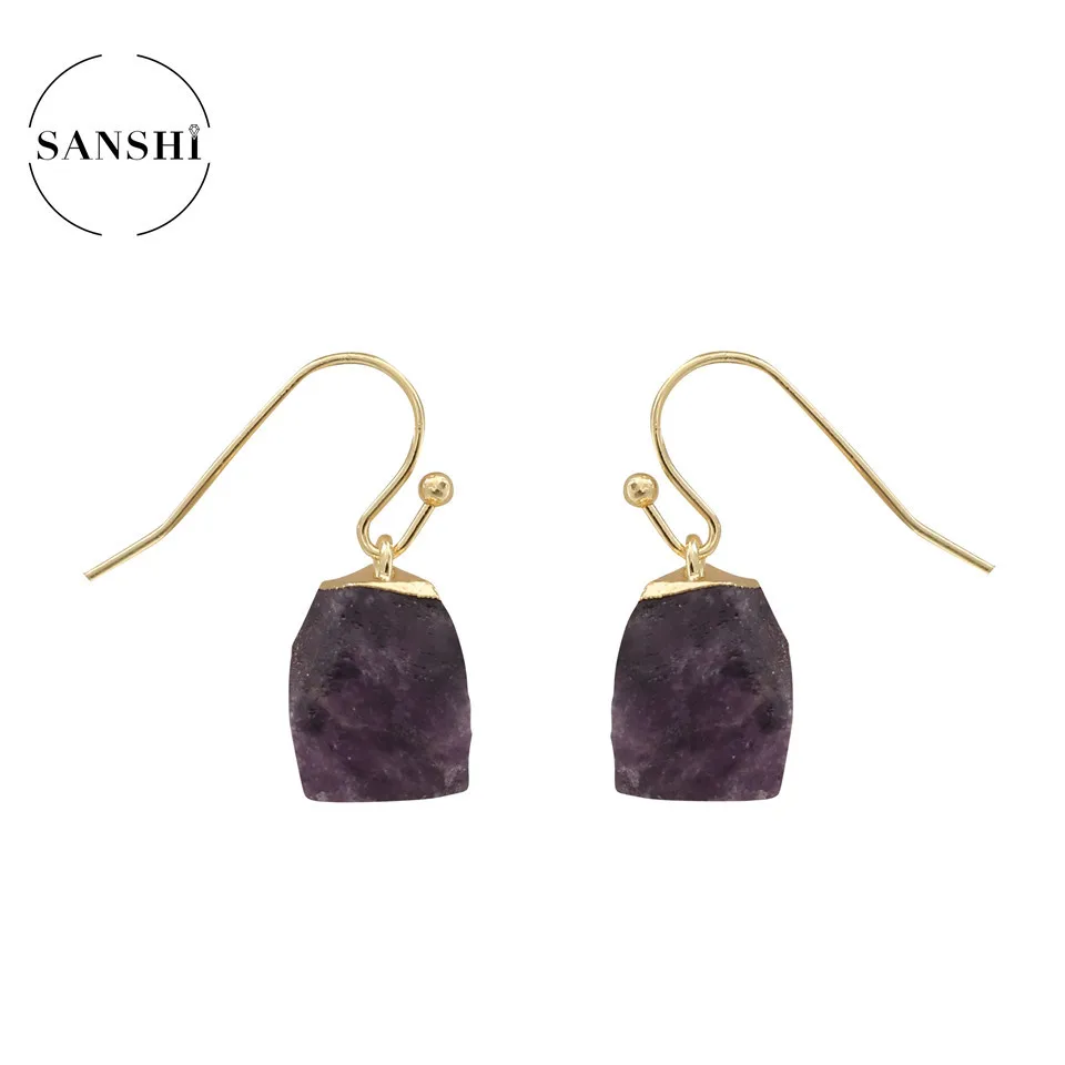 

Fashion Raw Fluorite Stone Point Charm Dangle Earrings,Natural Fluorite Stone Point Charm Dangle Earrings