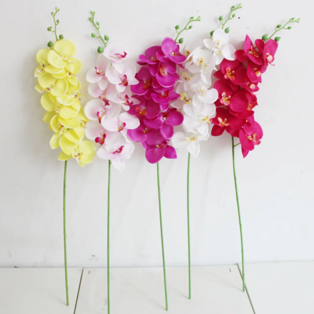 

Artificial Orchids Flowers 9 Head Silk Fake Floral DIY Handcraft for Indoor