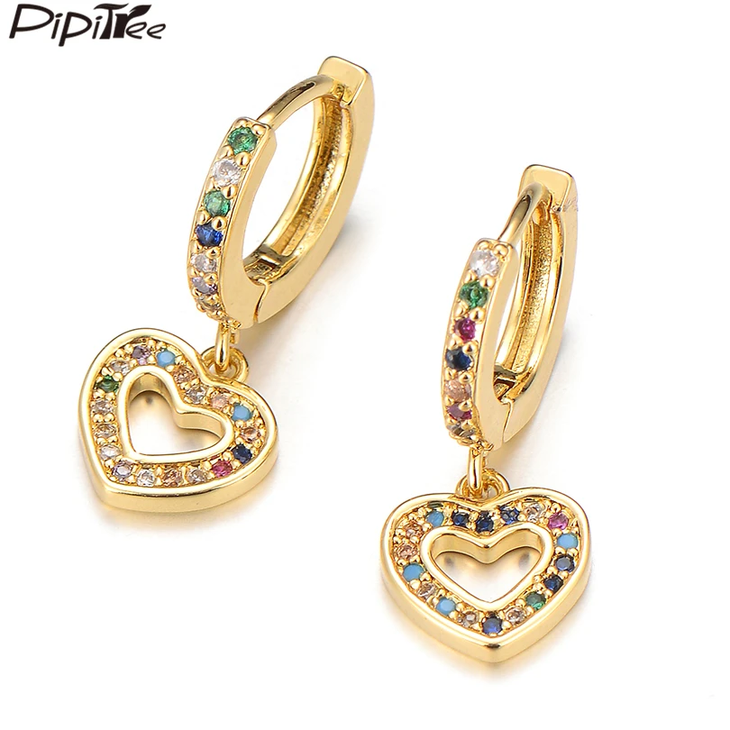 Pipitree медные кубические циркониевые серьги в форме сердца свадебные кольца для