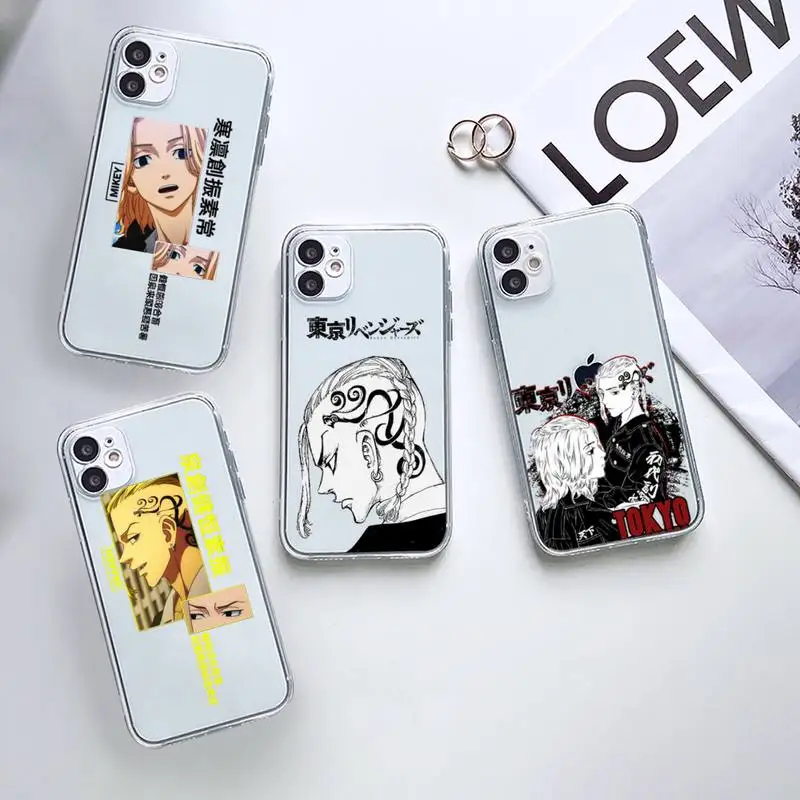 

miley Tokyo Avengers revengers anime Phone Case Transparent for iPhone 7 8 11 12 13 mini pro X XS XR MAX Plus