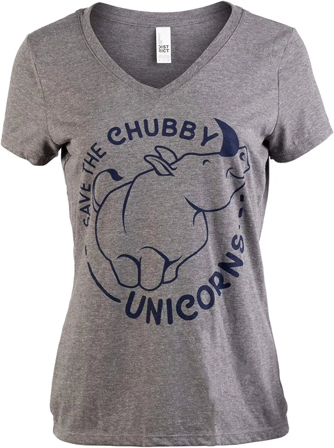 Save The Chubby Unicorns | смешная фраза носорог поговорка v образным вырезом Футболка для
