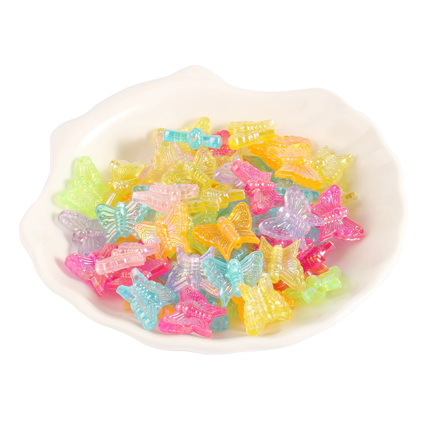 

50pcs AB Plated Acrylic Beads Butterfly Shape Beads For Jewelry Making DIY Handmade Bracelet Necklace Earrings Accessories