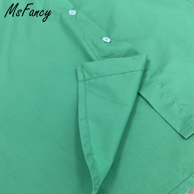 Зеленая женская рубашка Msfancy 2021 Y2K с длинным рукавом большие размеры повседневные