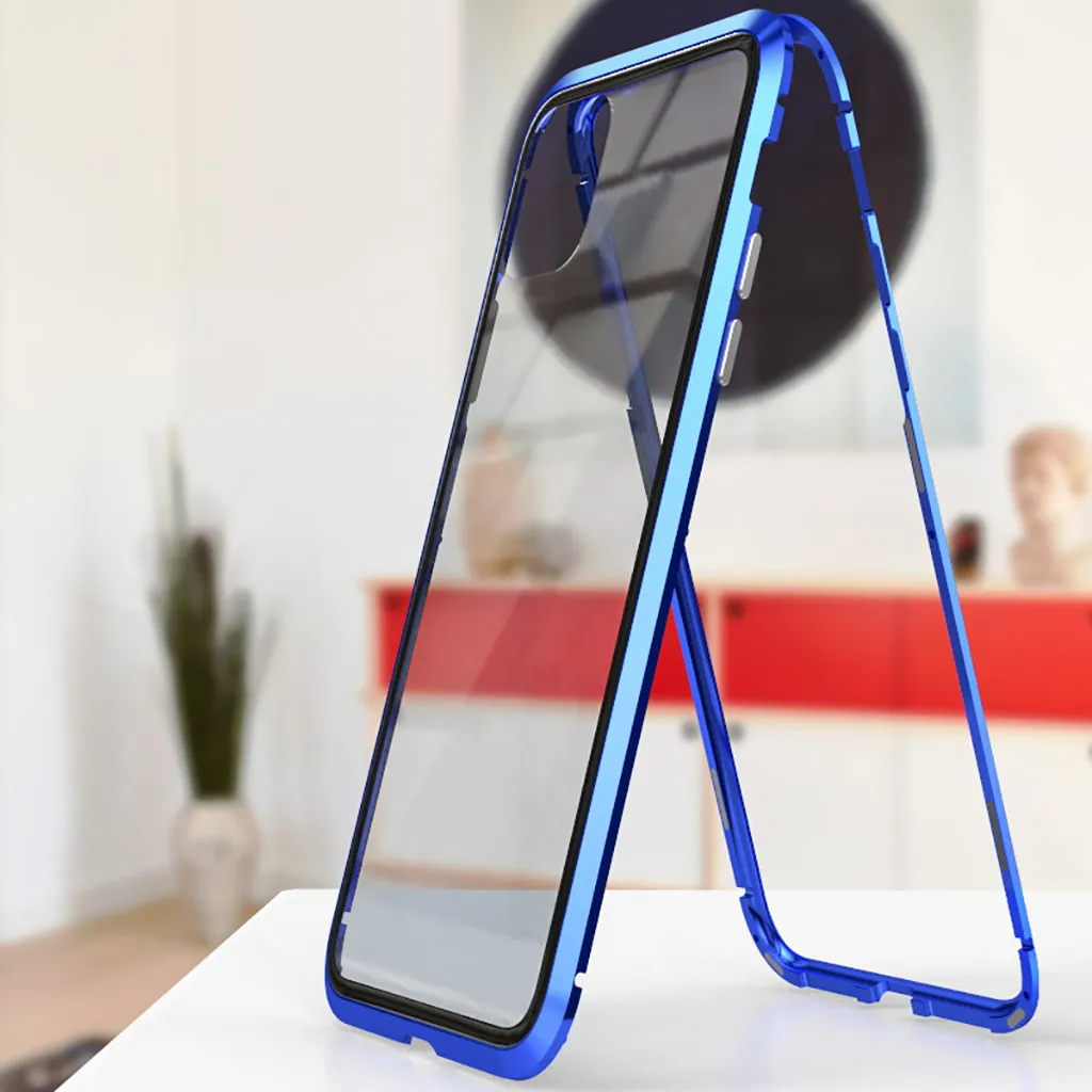 Магнитный металлический бампер односторонний стеклянный чехол для iPhone 11