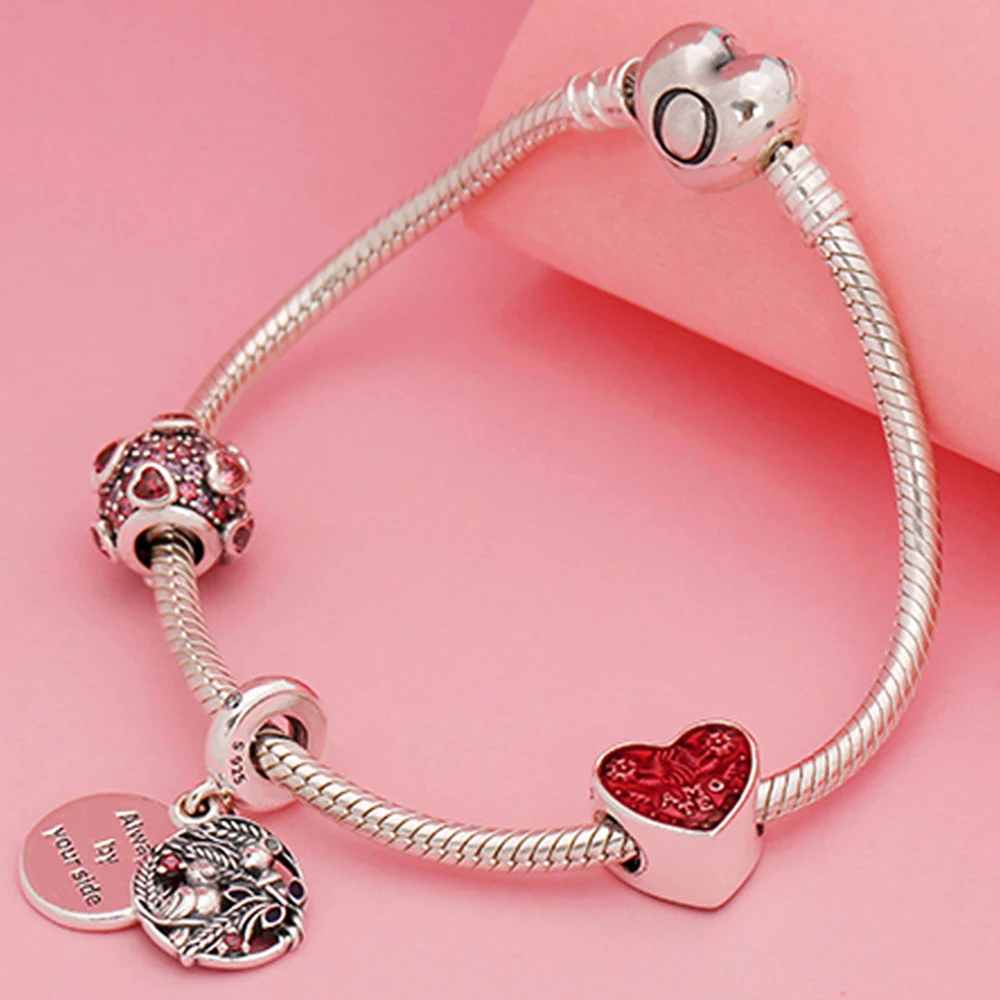 

2020 100% 925 Sterling Silver Women's Loving Country Love Series Full of Love Bracelet DIY Beaded Charm Bracelet Set D71948
