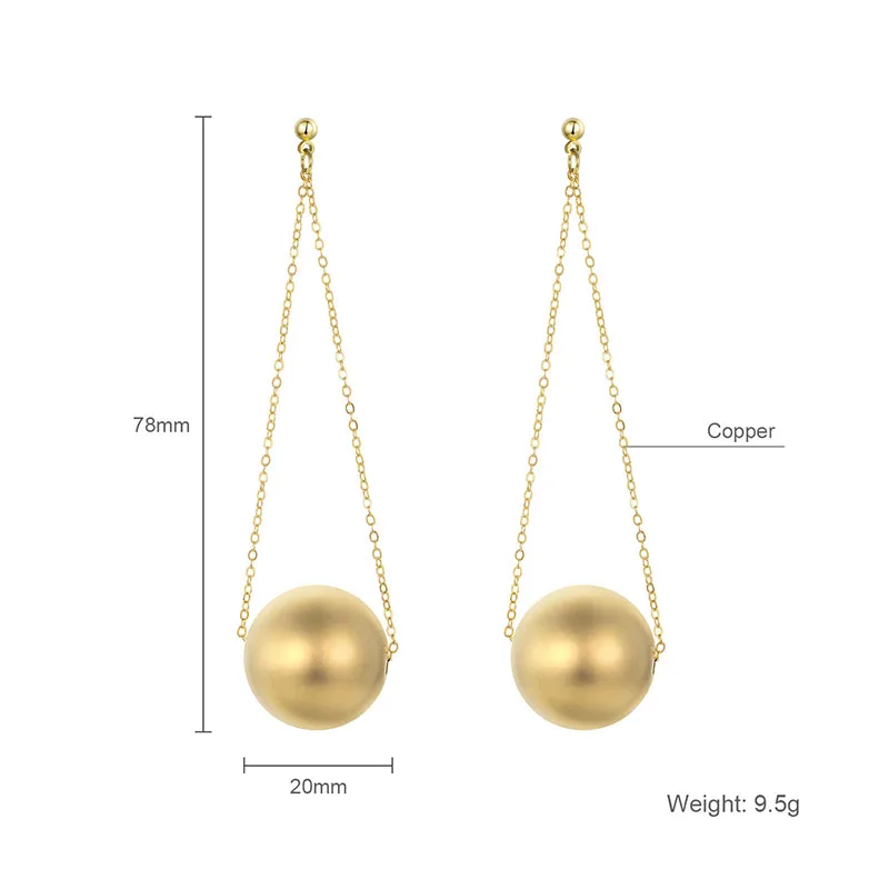 Женские длинные висячие серьги Shineland модные геометрические с шариками ювелирные