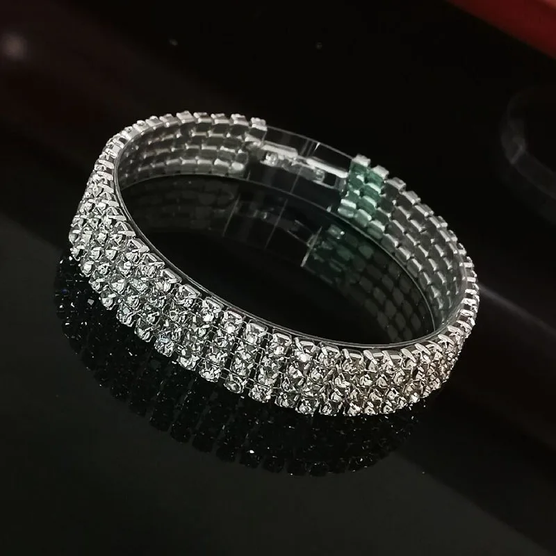 

Hip Hop Rock Rhinestone Bracelet European And American Fashion Simple Geometric Metal Bracelet Personality Wild Jewelry