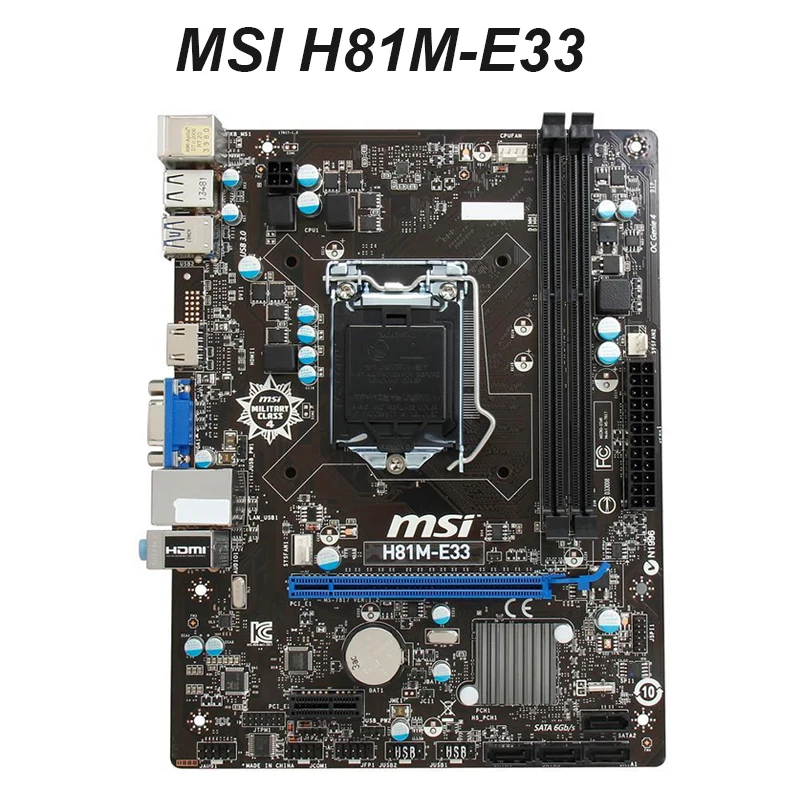 Для MSI H81M E33 материнская плата LGA 1150 Intel H81 DDR3 HDMI SATA 6 ГБ/сек. USB 3 0 PCI E 2 mикро ATX Intel® для